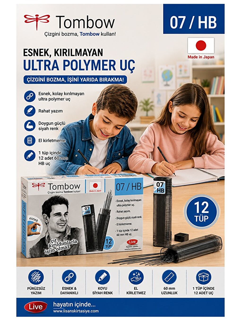 Kaliteli Kalem Ucu 12 Li 0.7 Mm Hb 3 Paket Tombow Versatil Kalem Uç Mekanik Uçlu Otomatik Kurşun Kal-1