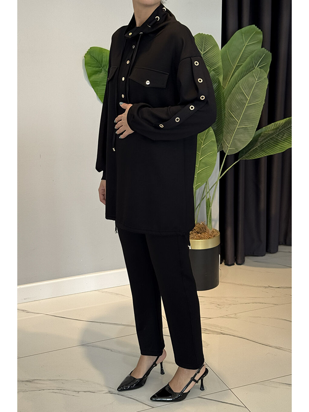 Basic 2li Pantolonlu Takım 25150 Siyah-1