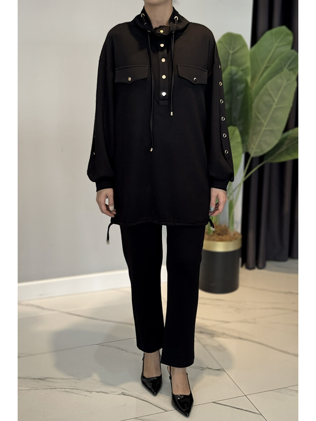 Basic 2li Pantolonlu Takım 25150 Siyah-3