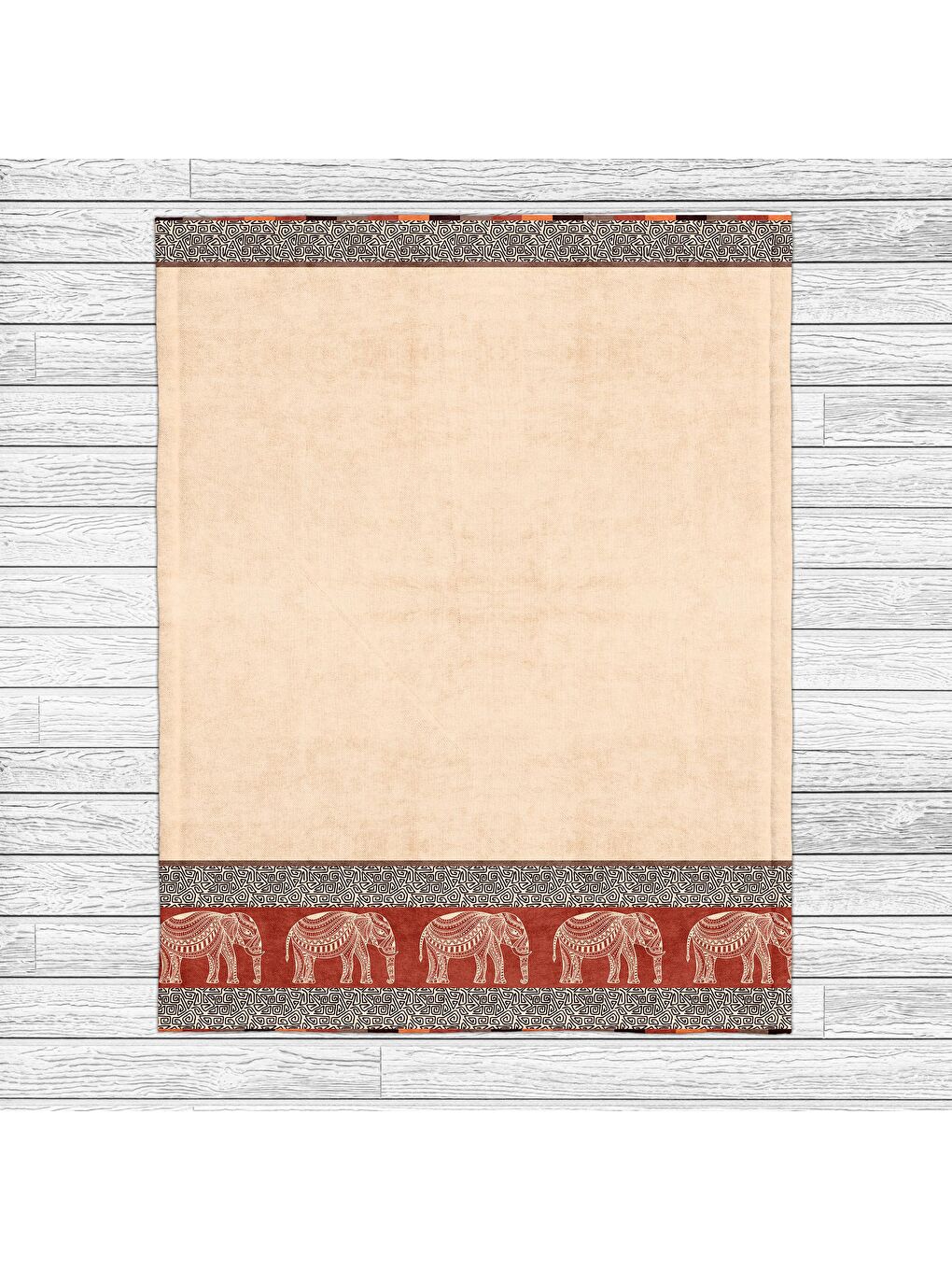 Ekru Baskılı Polar Krem Battaniye TV Battaniyesi Makinada Yıkanabilir Battaniye 130 x 150 cm-3