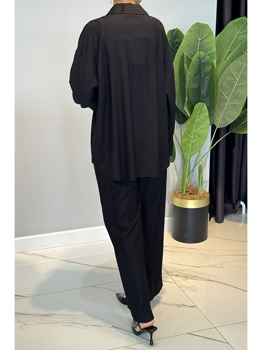 Nakış ve İşleme Detaylı Takım 34839 Siyah-2