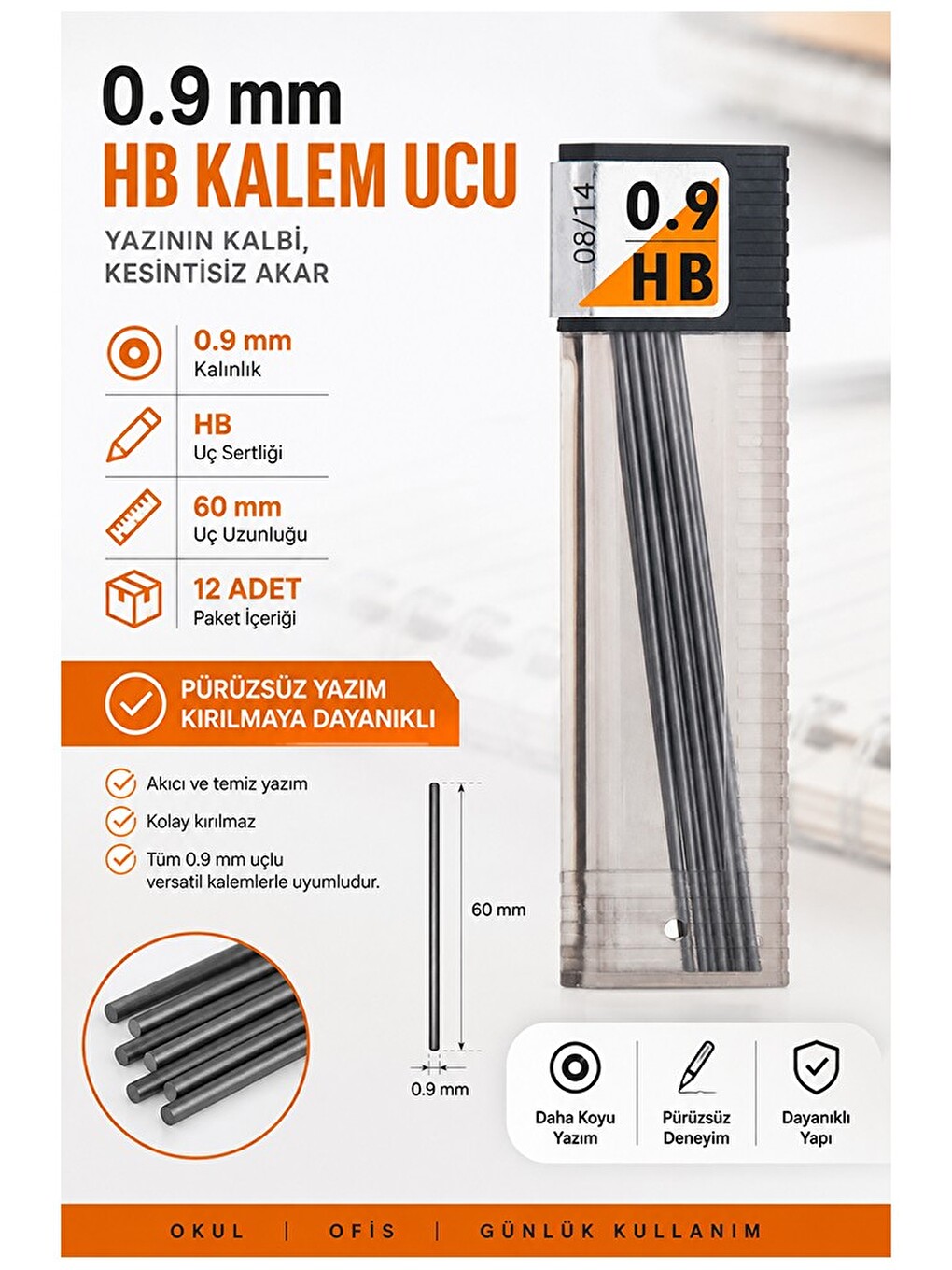Kaliteli Kalem Ucu 12 Li 0.9 Mm Hb 1 Paket Tombow Versatil Kalem Uç Mekanik Uçlu Otomatik Kurşun Kal