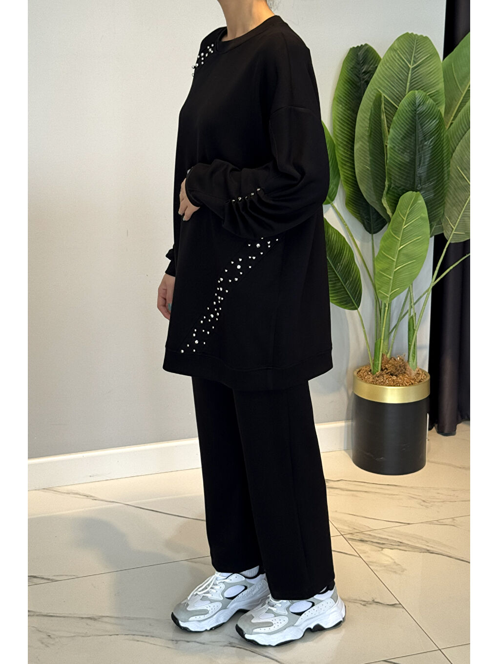 Taş Detaylı Modal Takım 120304 Siyah-1