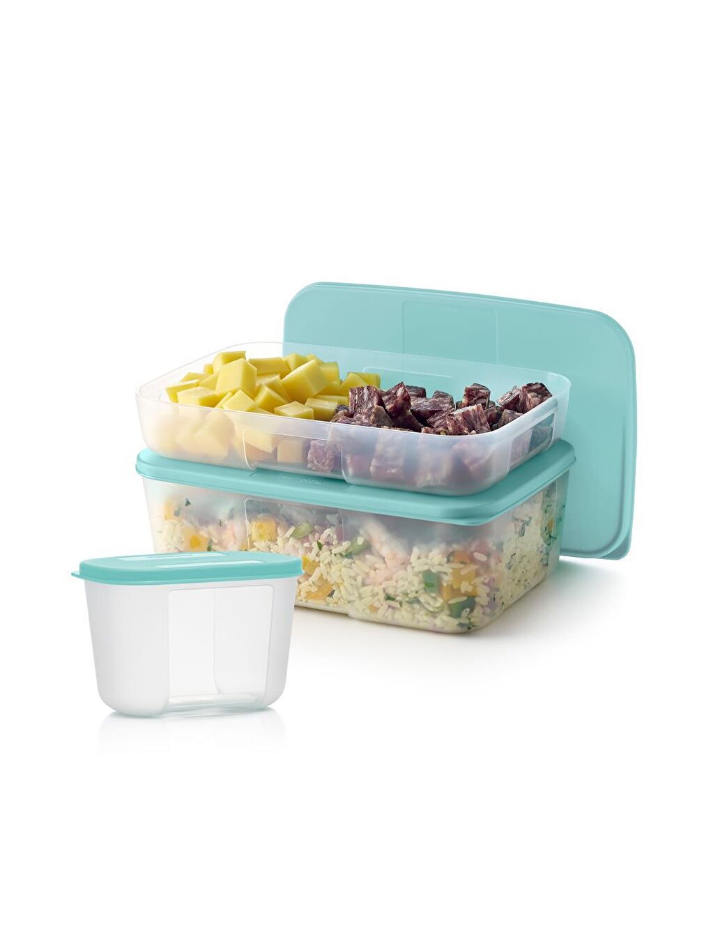 Tupperware Şeffaf Buzdolabı Saklama Kabı Mavi 3’lü Set