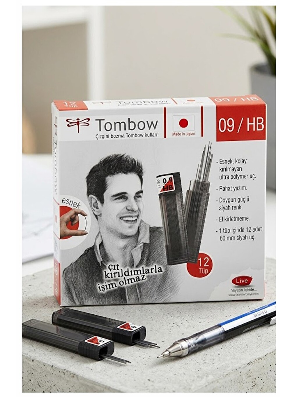 Kaliteli Kalem Ucu 12 Li 0.9 Mm Hb 6 Paket Tombow Versatil Kalem Uç Mekanik Uçlu Otomatik Kurşun Kal-4