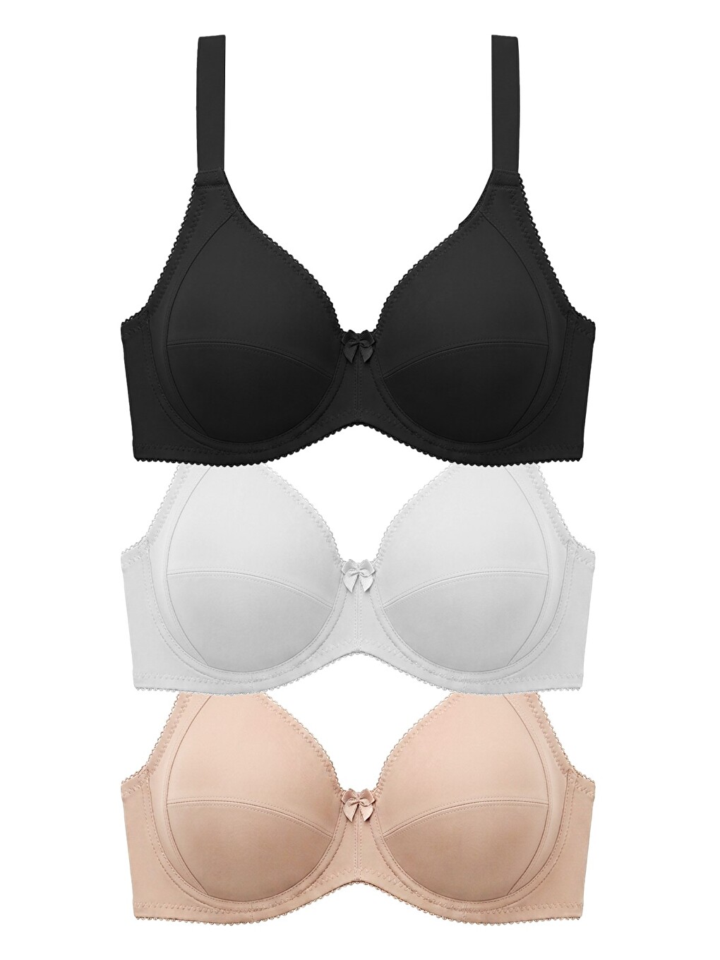 Karışık Bra - Novia | Büyük Beden Micro Balenli Minimizer Ayarlanabilir Askılı Kadın Sütyen 3'lü Paket-2