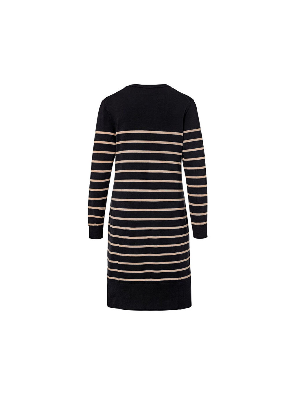 Kadın İnce Örgü Elbise, Siyah Çizgili-4