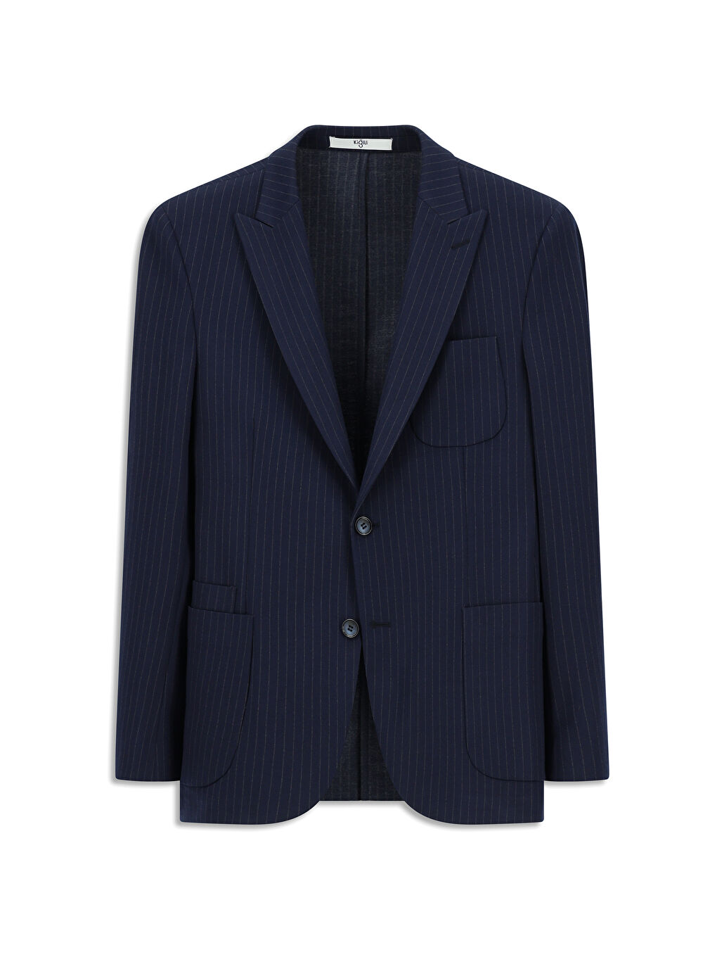 Lacivert Super Slim Fit Ekstra Dar Kesim Çizgili Elastanlı Spor Ceket-3