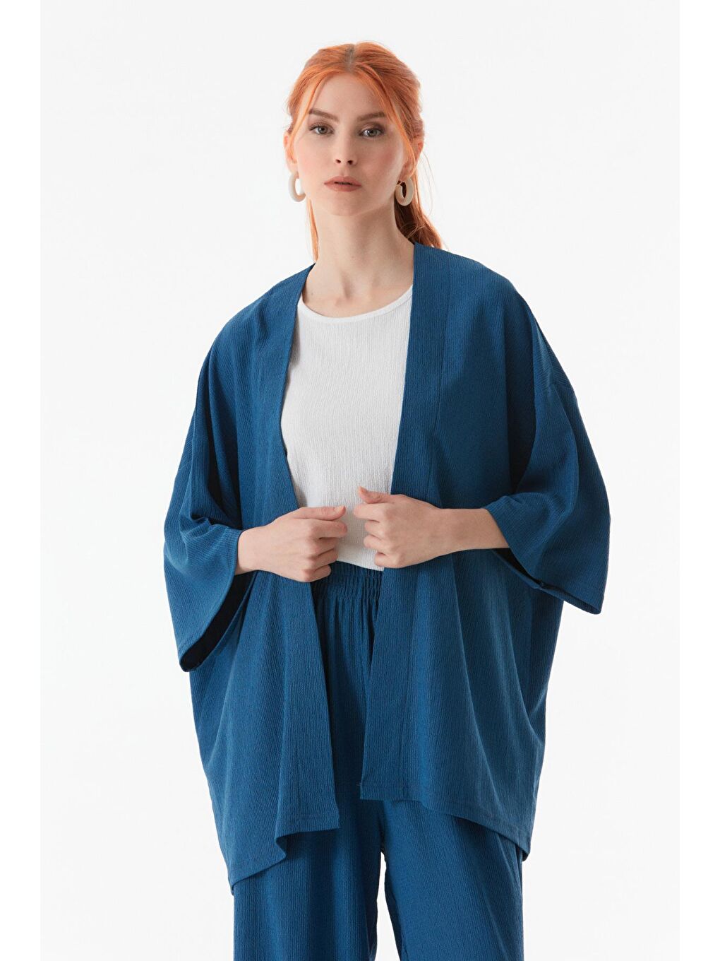 İndigo Bürümcük Kumaş Şal Yaka  3 Lü Takım-2