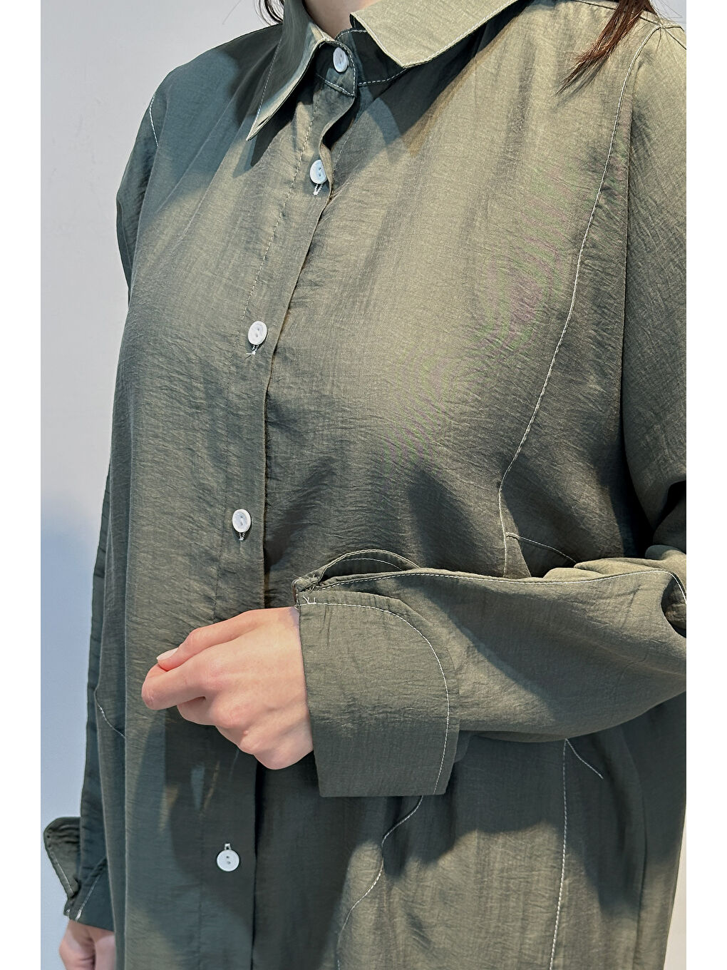 Kuşak Detaylı Basic Tunik 4468 Haki-1