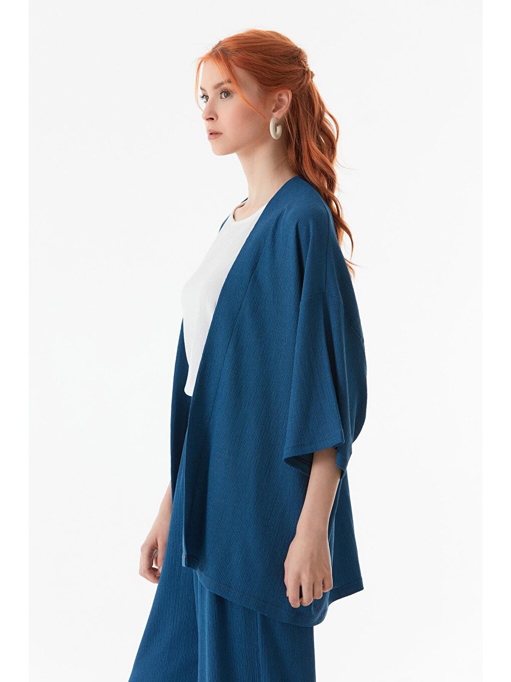 İndigo Bürümcük Kumaş Şal Yaka  3 Lü Takım-3