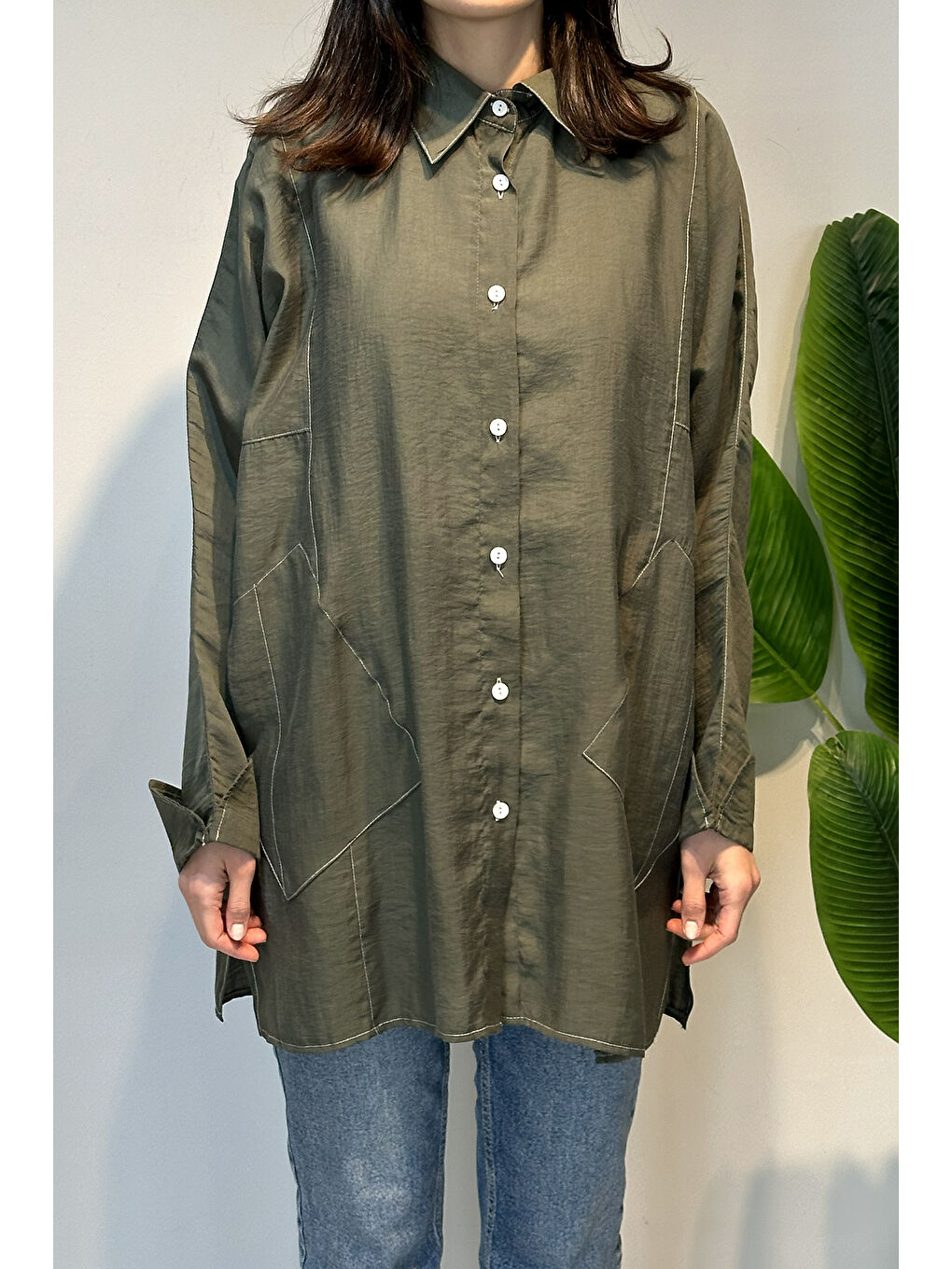 Kuşak Detaylı Basic Tunik 4468 Haki-2