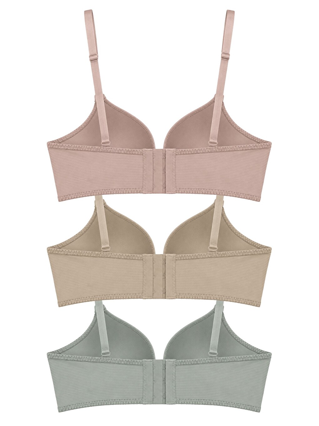 Karışık Seamless Bra - Renoa | Rib Dokulu Balensiz Doğal Form Straplez Kadın Sütyen 3'lü Paket-3-1
