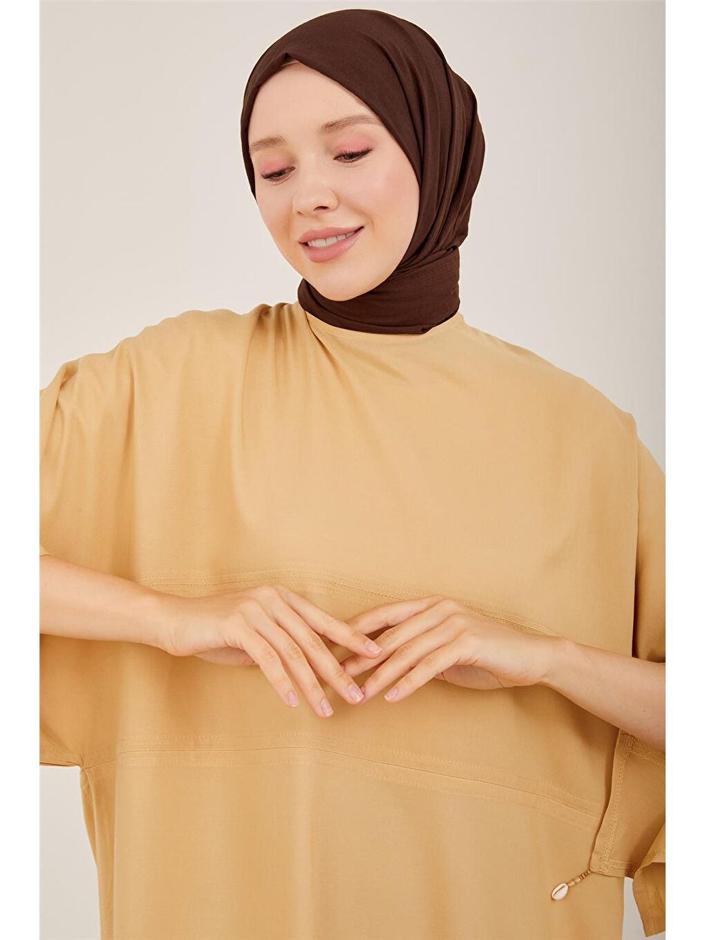 ARMİNE Bej Kimono Kollu Naturel Tunik 23Y4435 - 1