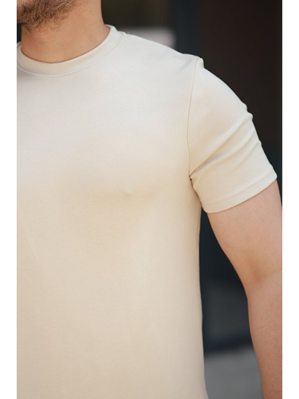 Beyaz Erkek Basic Kısa Kollu Tişört-2