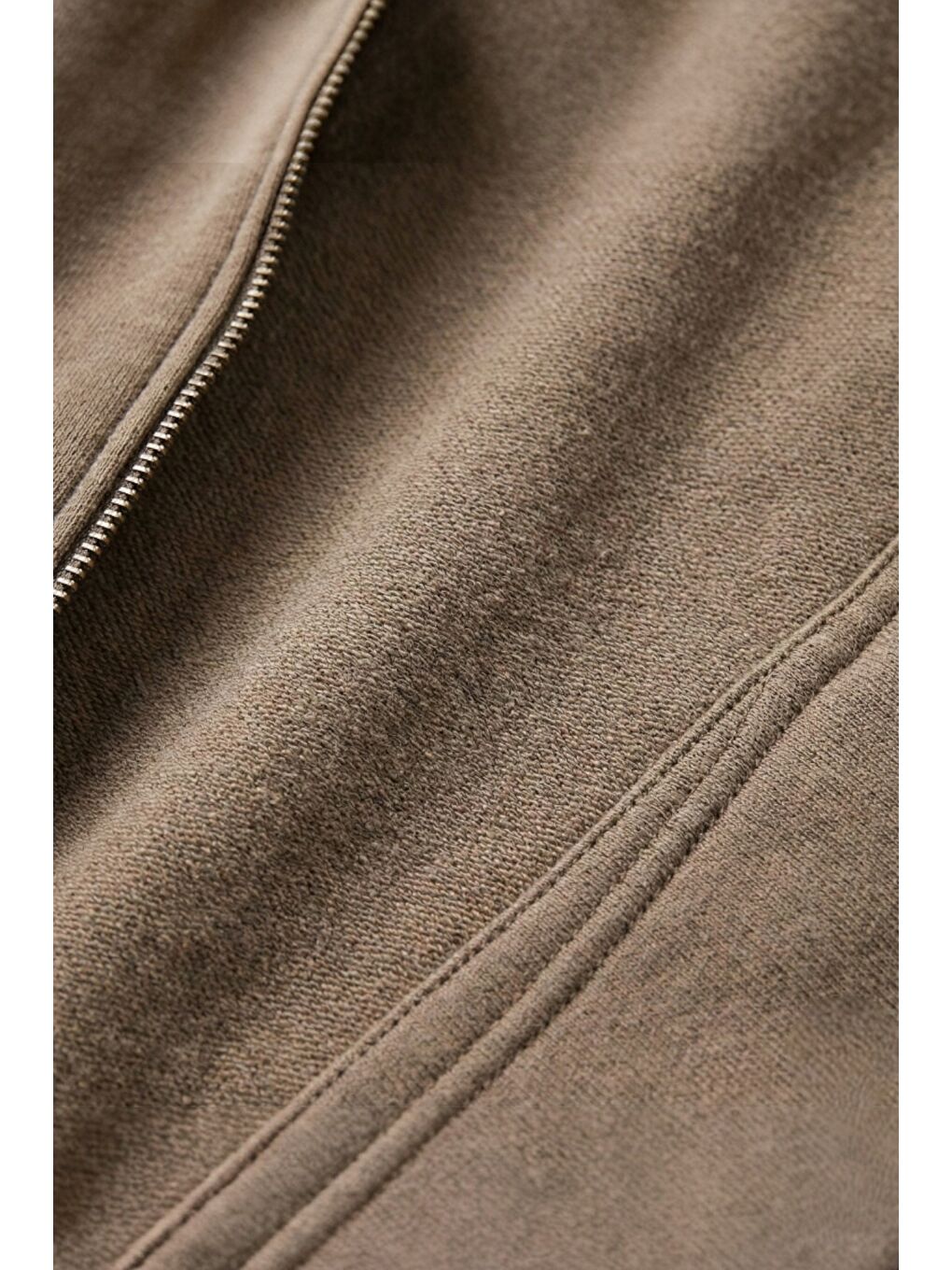 Kahverengi %100 Pamuk Kapüşonlu Fermuarlı Basic Kadın Hırka-4