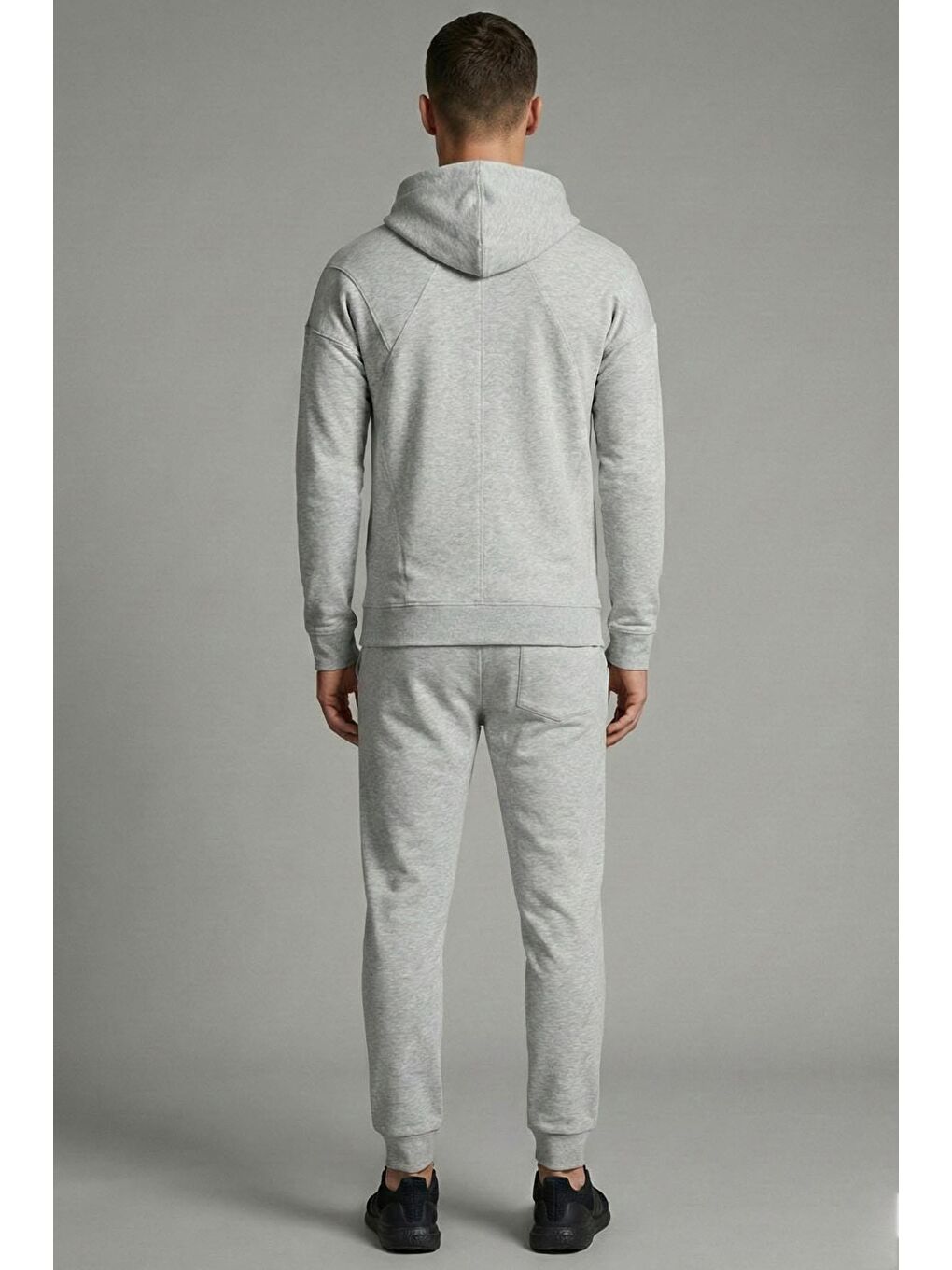 Giotelli Gri Melanj Regular Fit Pamuklu Kapüşonlu Eşofman Takımı-1