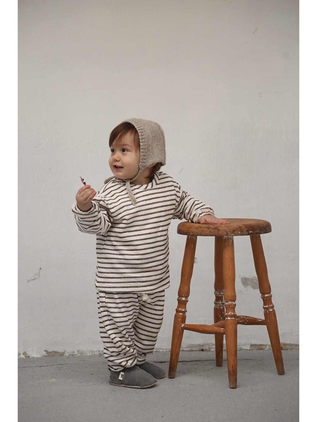 Kahverengi Çizgili Alt Üst Takım-4