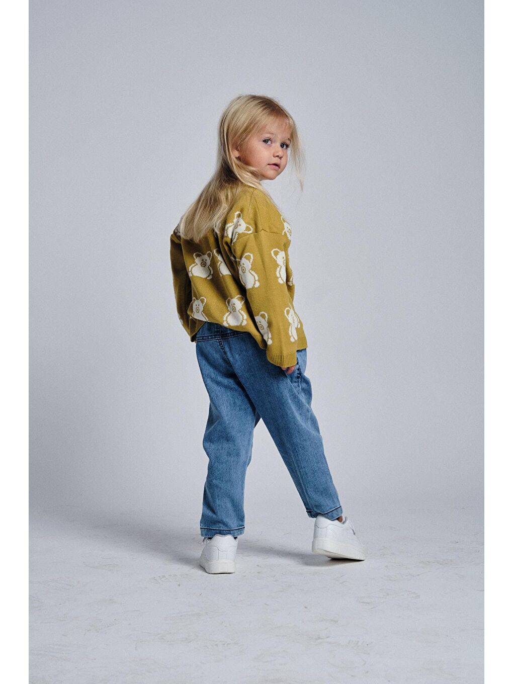 Yeşil Unisex Ayıcık Desenli Hırka T-shirt Pantolon Takım-1