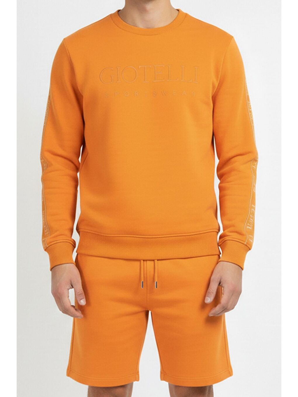 Giotelli Turuncu Regular Fit Pamuk Karışımlı Bisiklet Yaka Şortlu Erkek Eşofman Takımı-1