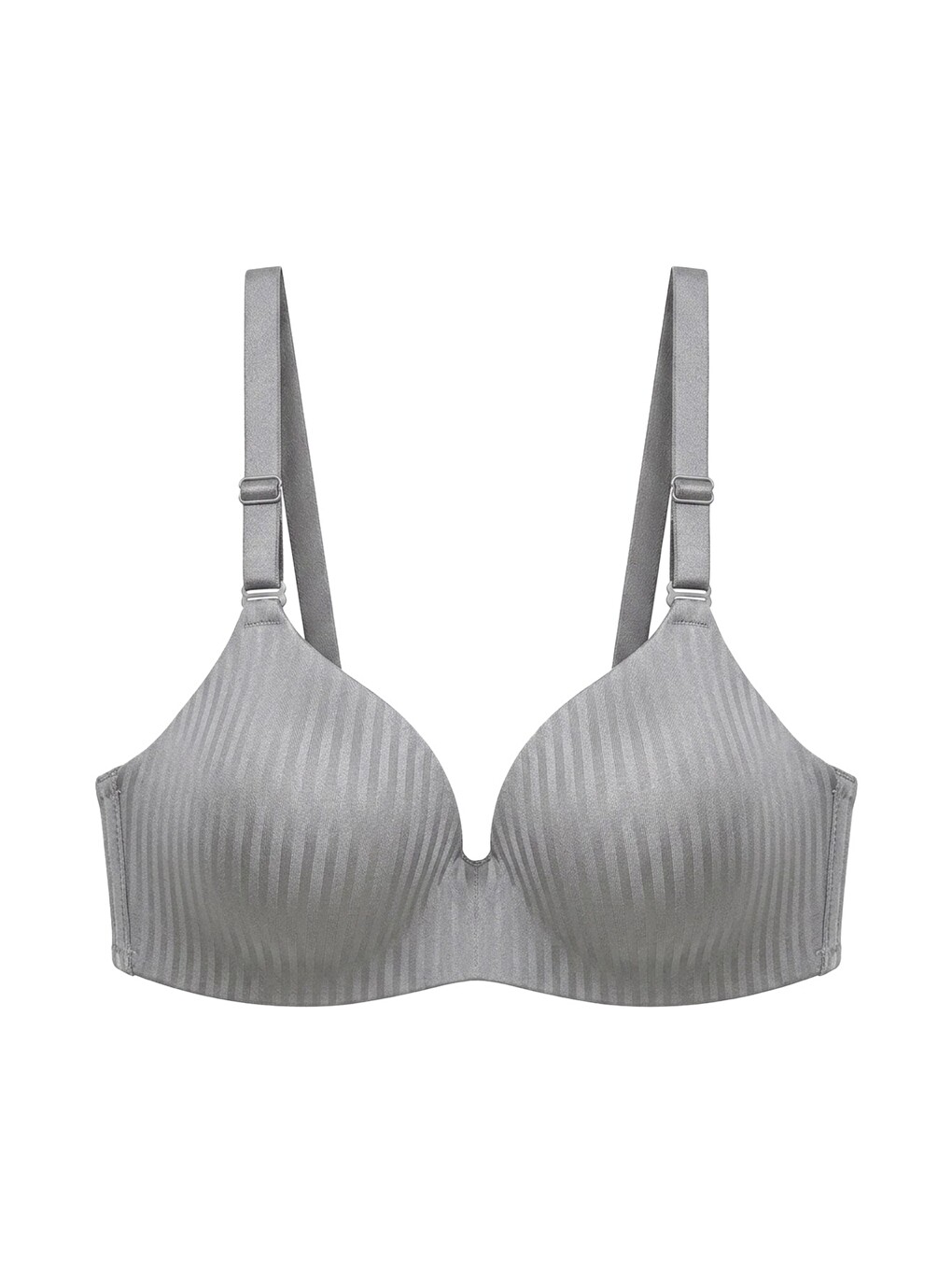 Seamless Bra - Rivelle | Gri Mikro Çizgi Desenli Balensiz Günlük Kadın Sütyen