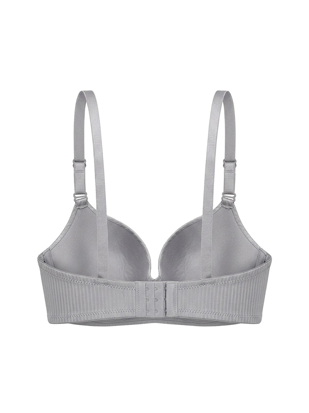 Seamless Bra - Rivelle | Gri Mikro Çizgi Desenli Balensiz Günlük Kadın Sütyen-1