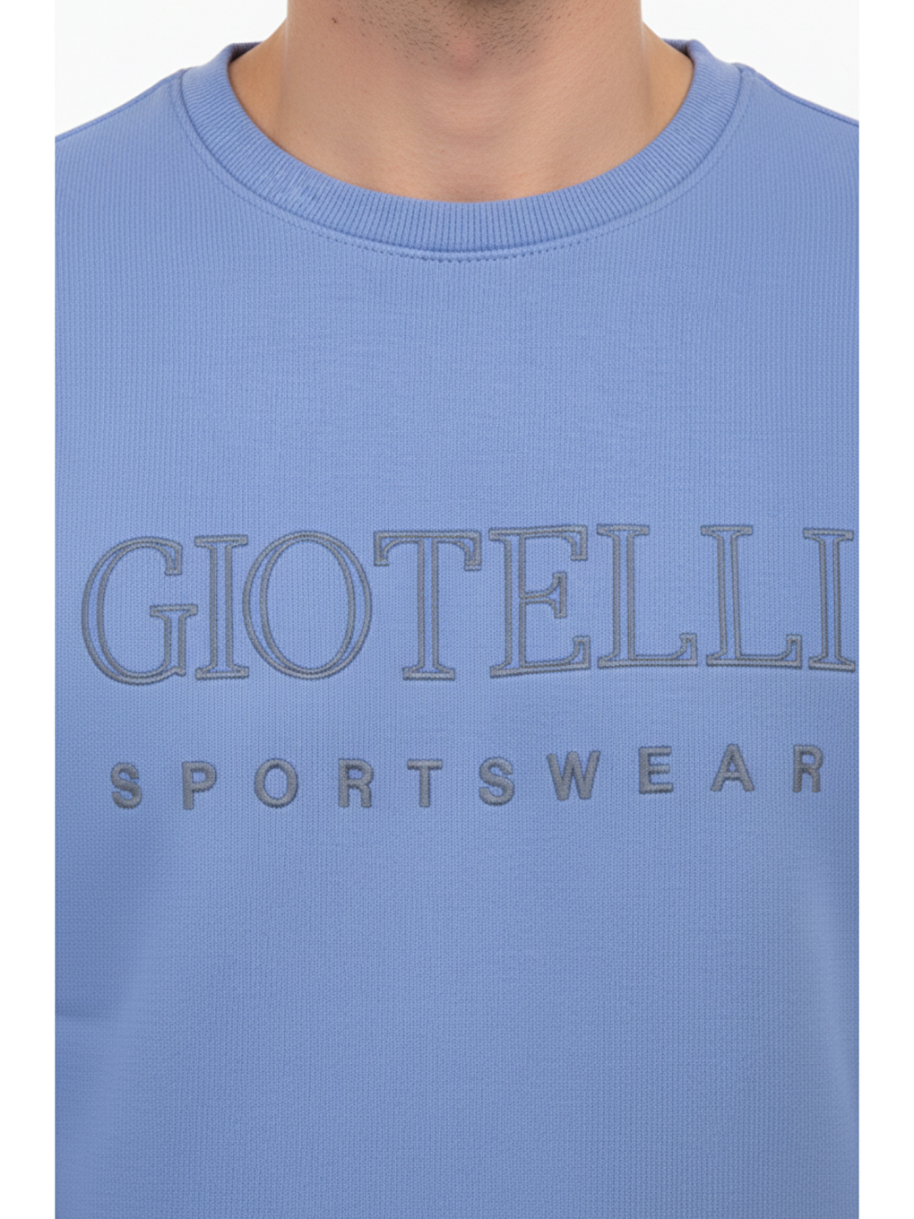 Giotelli Mavi Regular Fit Pamuk Karışımlı Bisiklet Yaka Şortlu Erkek Eşofman Takımı-2