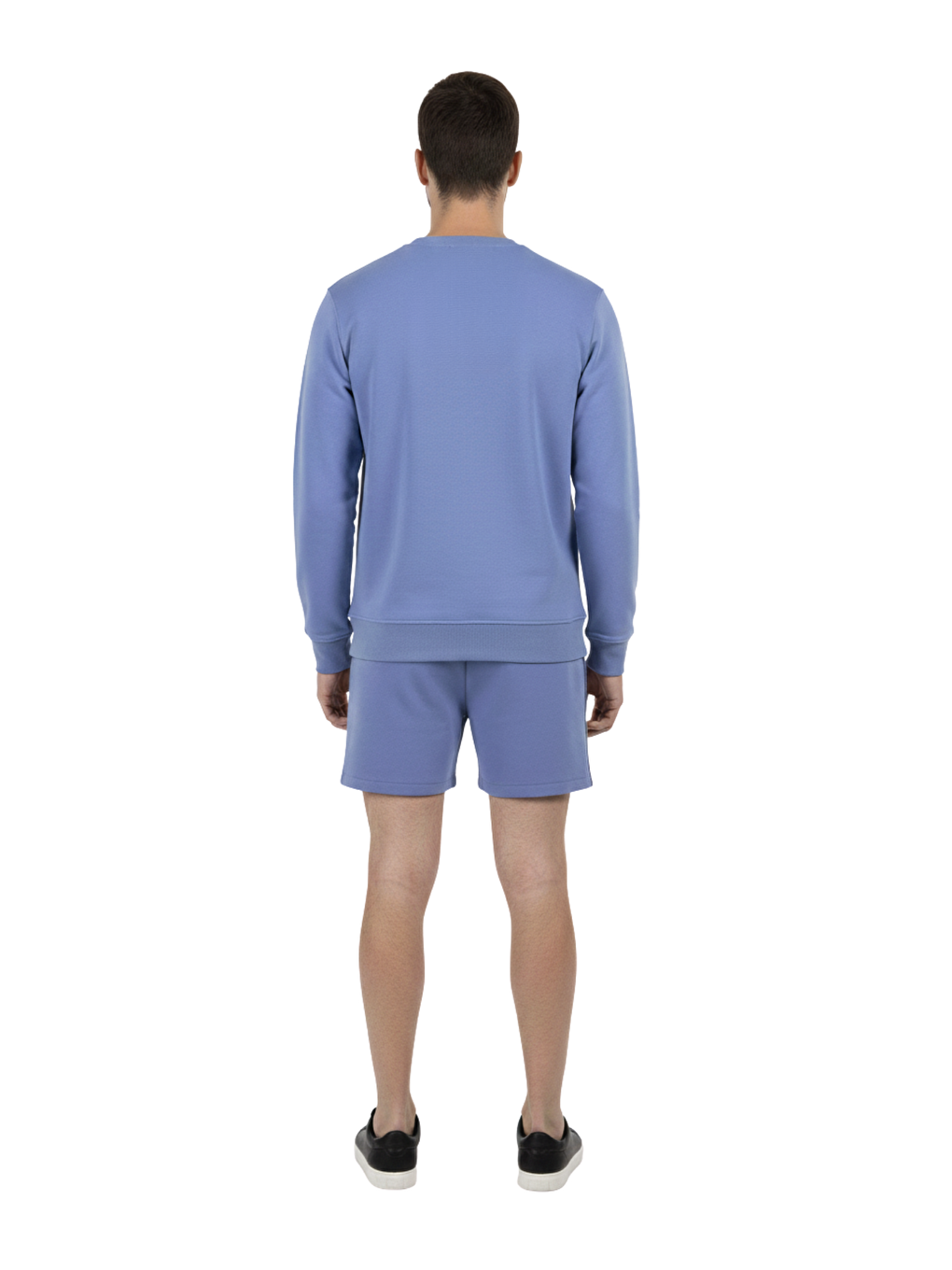 Giotelli Mavi Regular Fit Pamuk Karışımlı Bisiklet Yaka Şortlu Erkek Eşofman Takımı-3