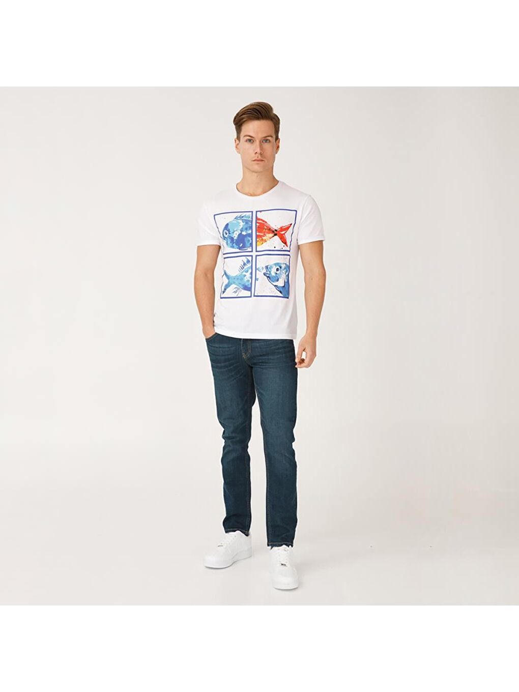Beyaz Akvaryum Erkek T-Shirt-4