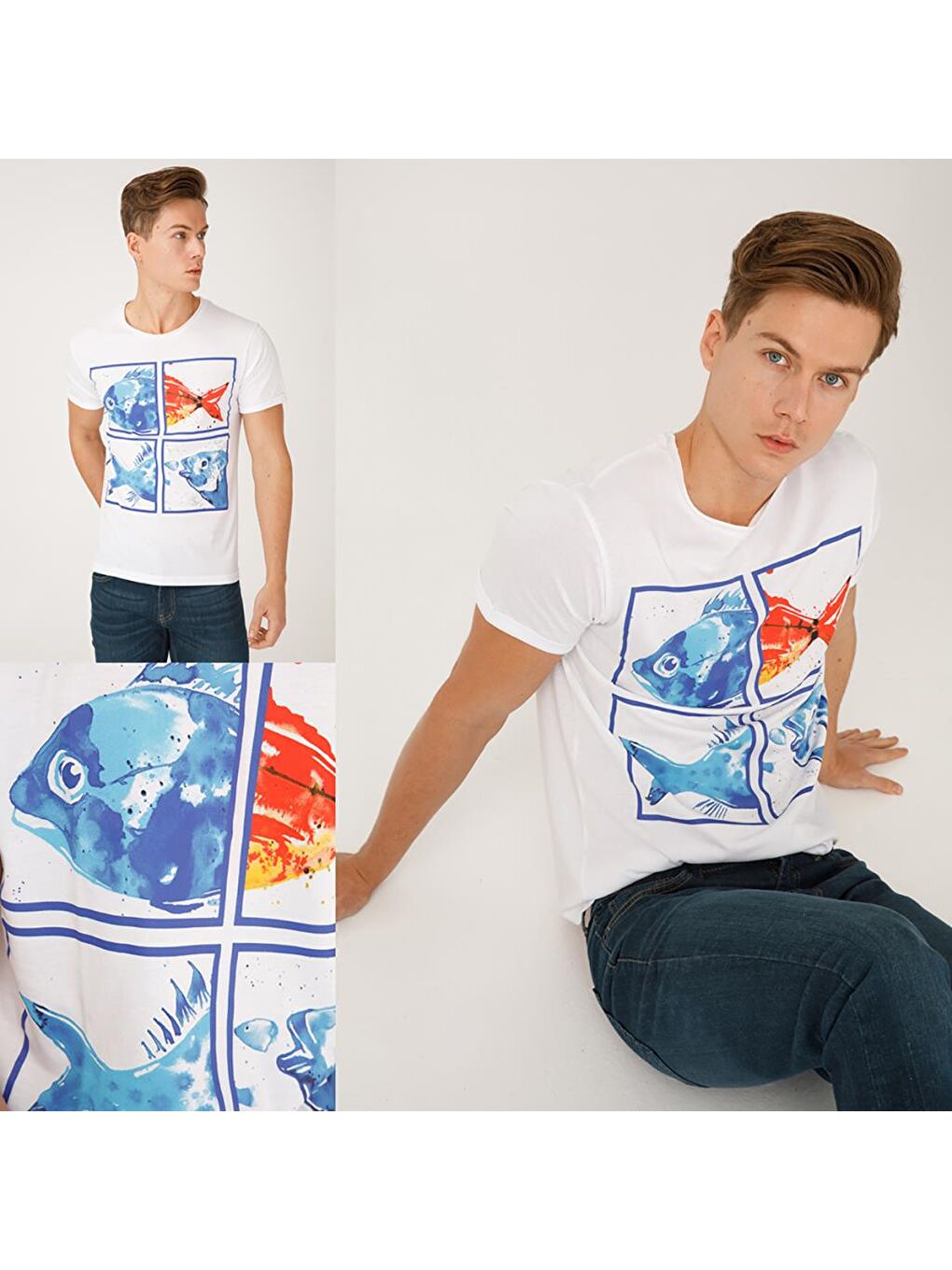 Beyaz Akvaryum Erkek T-Shirt-6