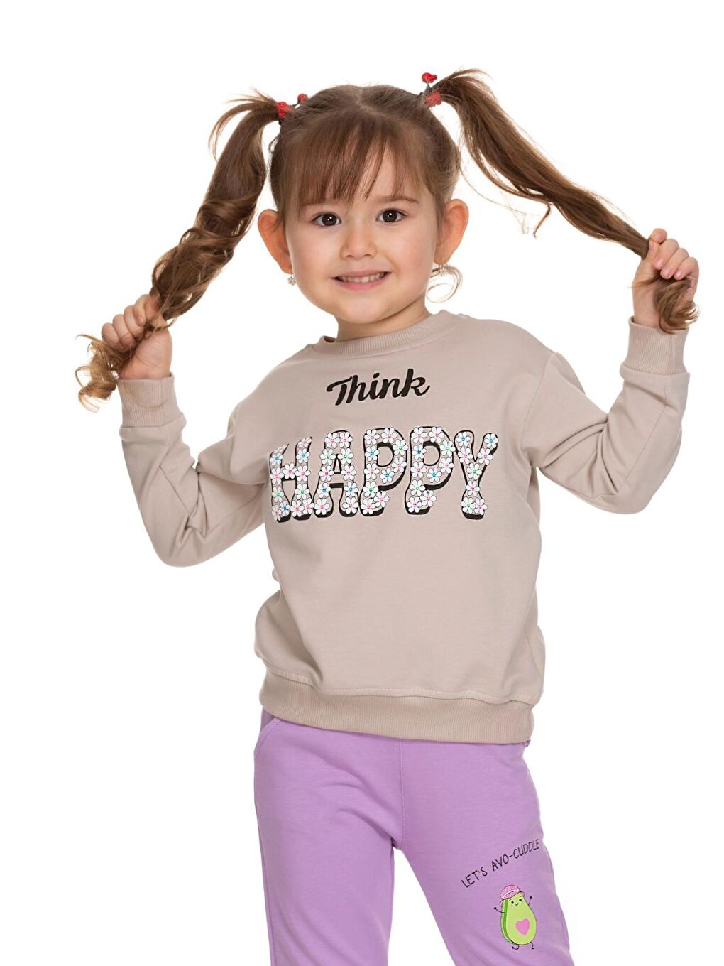 Bej Happy Baskılı Sweat 6907