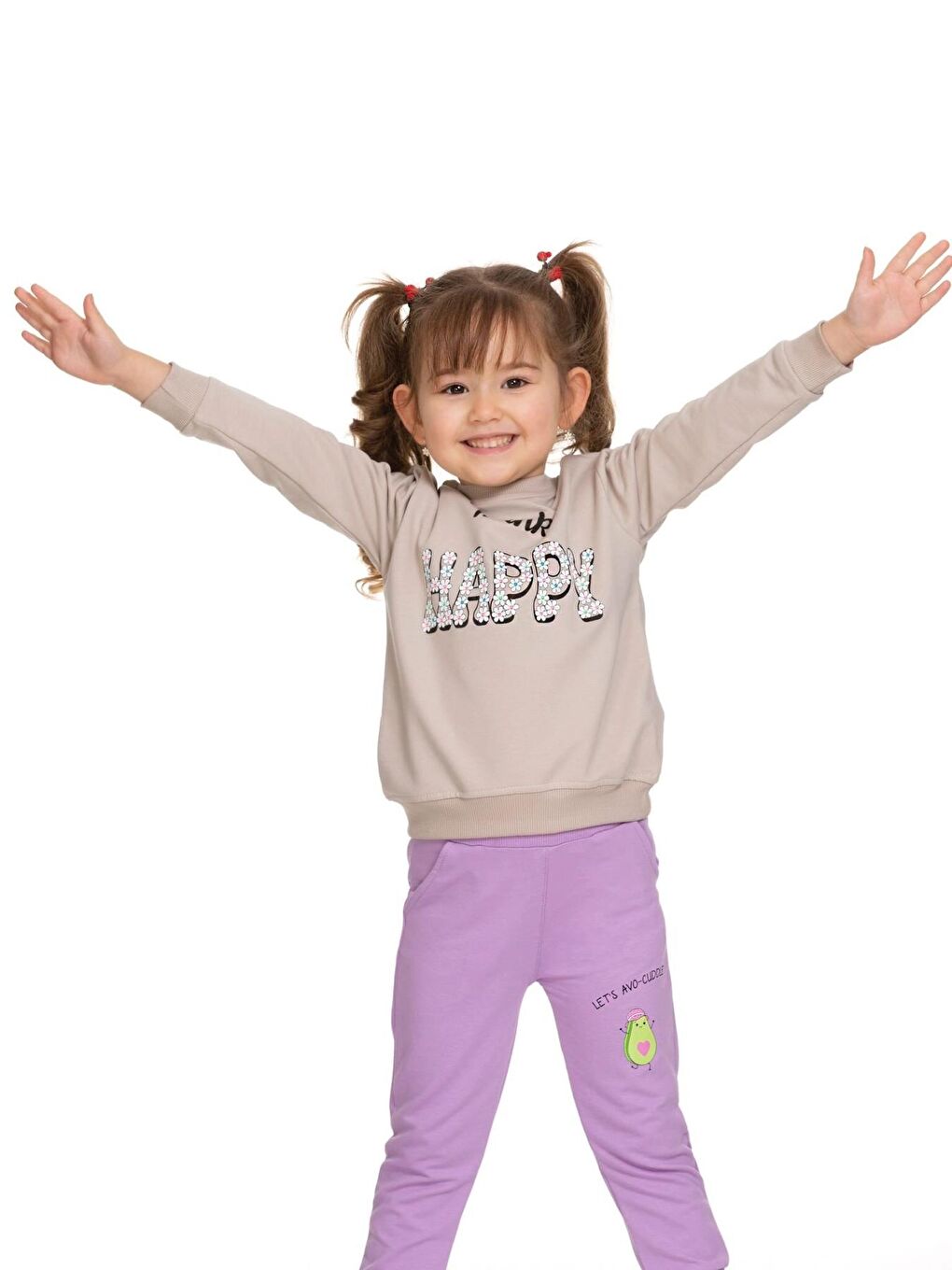 Bej Happy Baskılı Sweat 6907-1