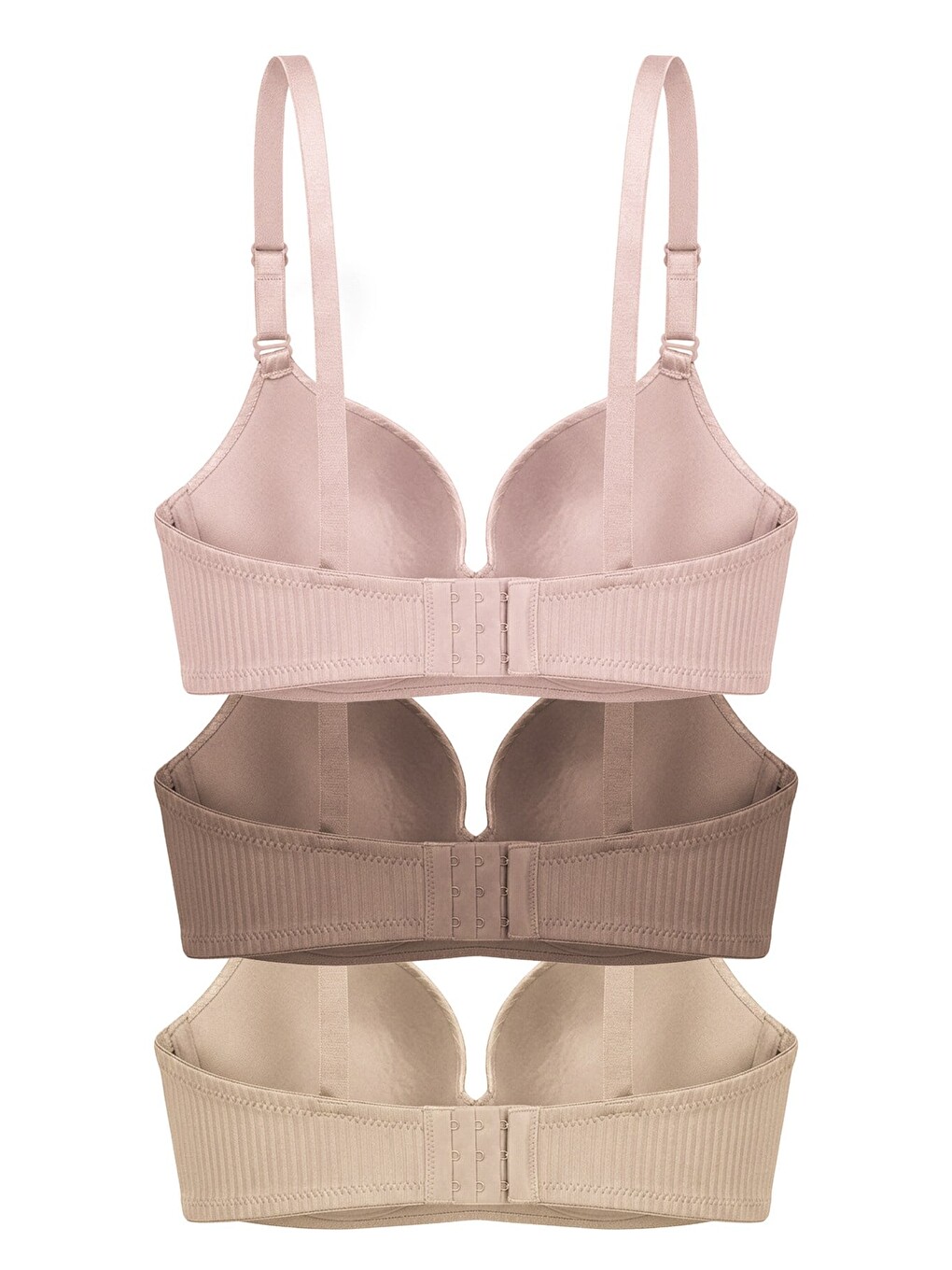 Karışık Seamless Bra - Rivelle | Mikro Çizgi Desenli Balensiz Günlük Kadın Sütyen 3'lü Paket-2-1
