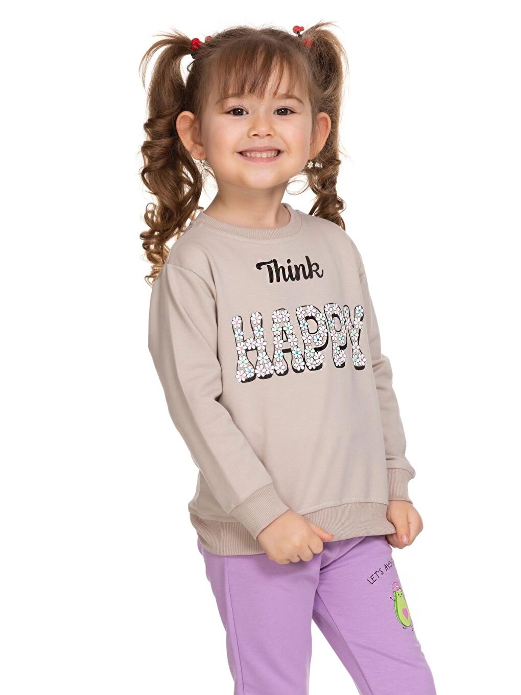 Bej Happy Baskılı Sweat 6907-2