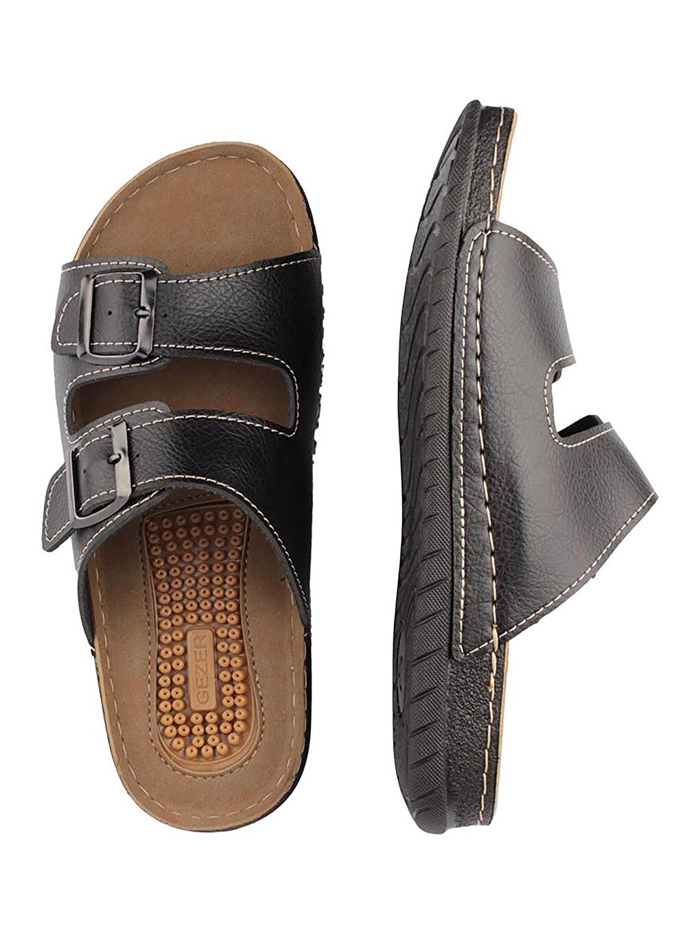 Siyah Yazlık Tokalı Erkek Terlik-3