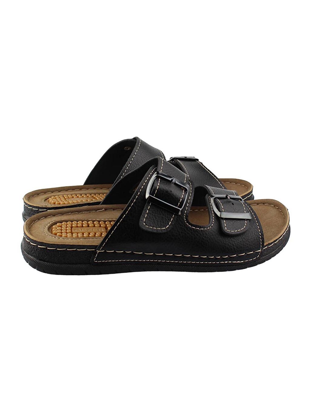 Siyah Yazlık Tokalı Erkek Terlik-4