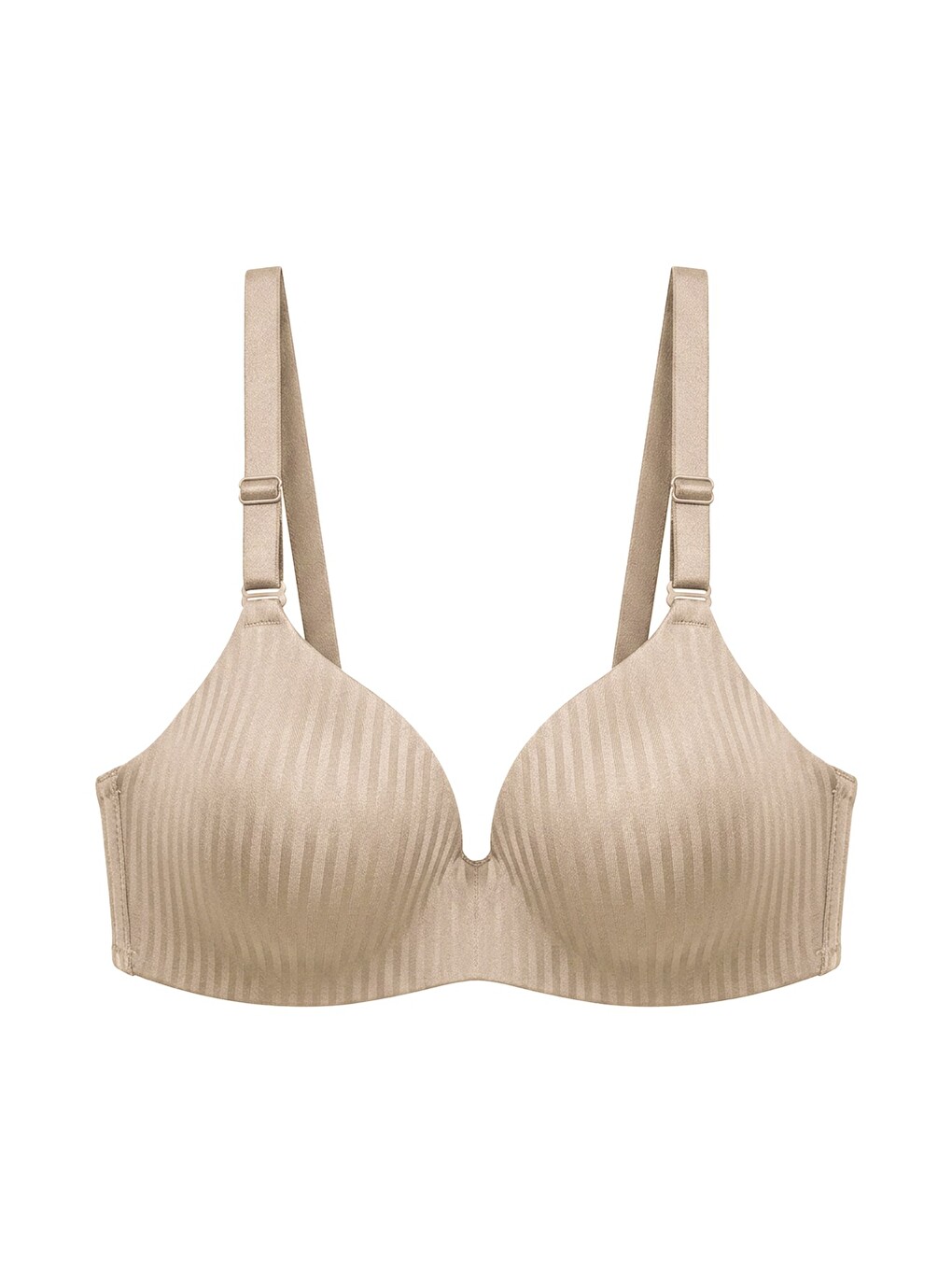 Bej Seamless Bra - Rivelle | Ten Mikro Çizgi Desenli Balensiz Günlük Kadın Sütyen