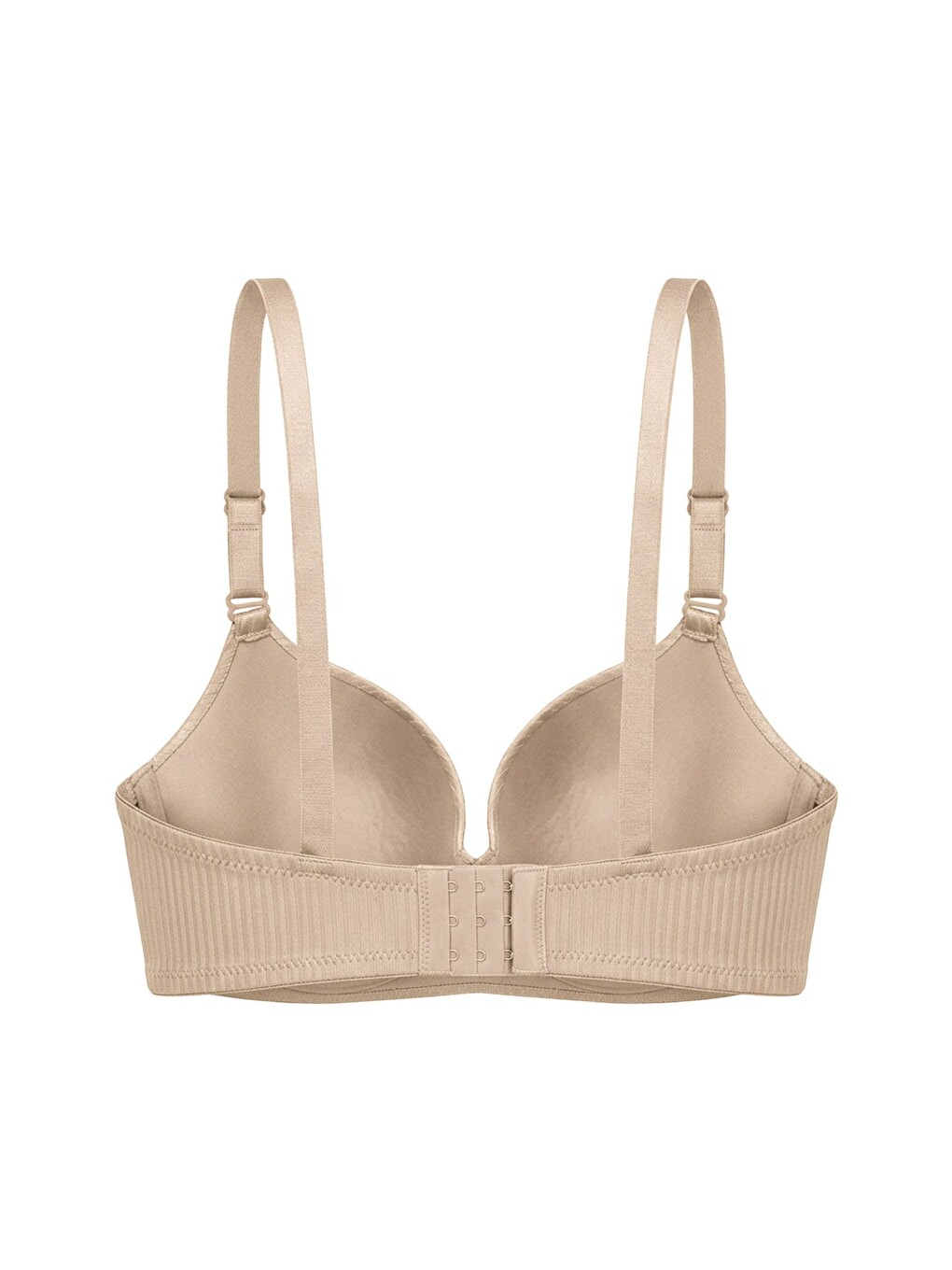 Bej Seamless Bra - Rivelle | Ten Mikro Çizgi Desenli Balensiz Günlük Kadın Sütyen-1