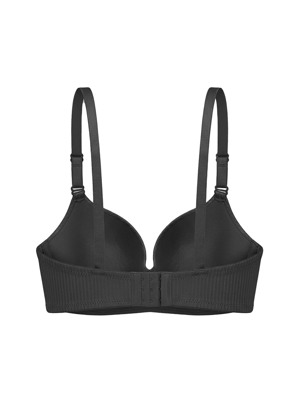 Seamless Bra - Rivelle | Siyah Mikro Çizgi Desenli Balensiz Günlük Kadın Sütyen-1