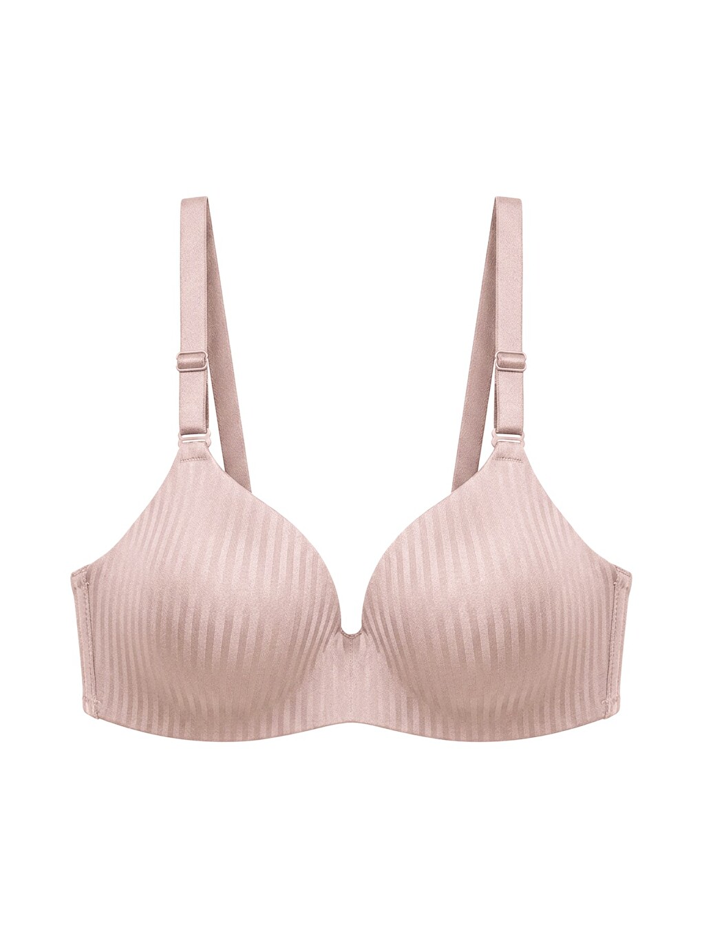 Pembe Seamless Bra - Rivelle | Pudra Mikro Çizgi Desenli Balensiz Günlük Kadın Sütyen