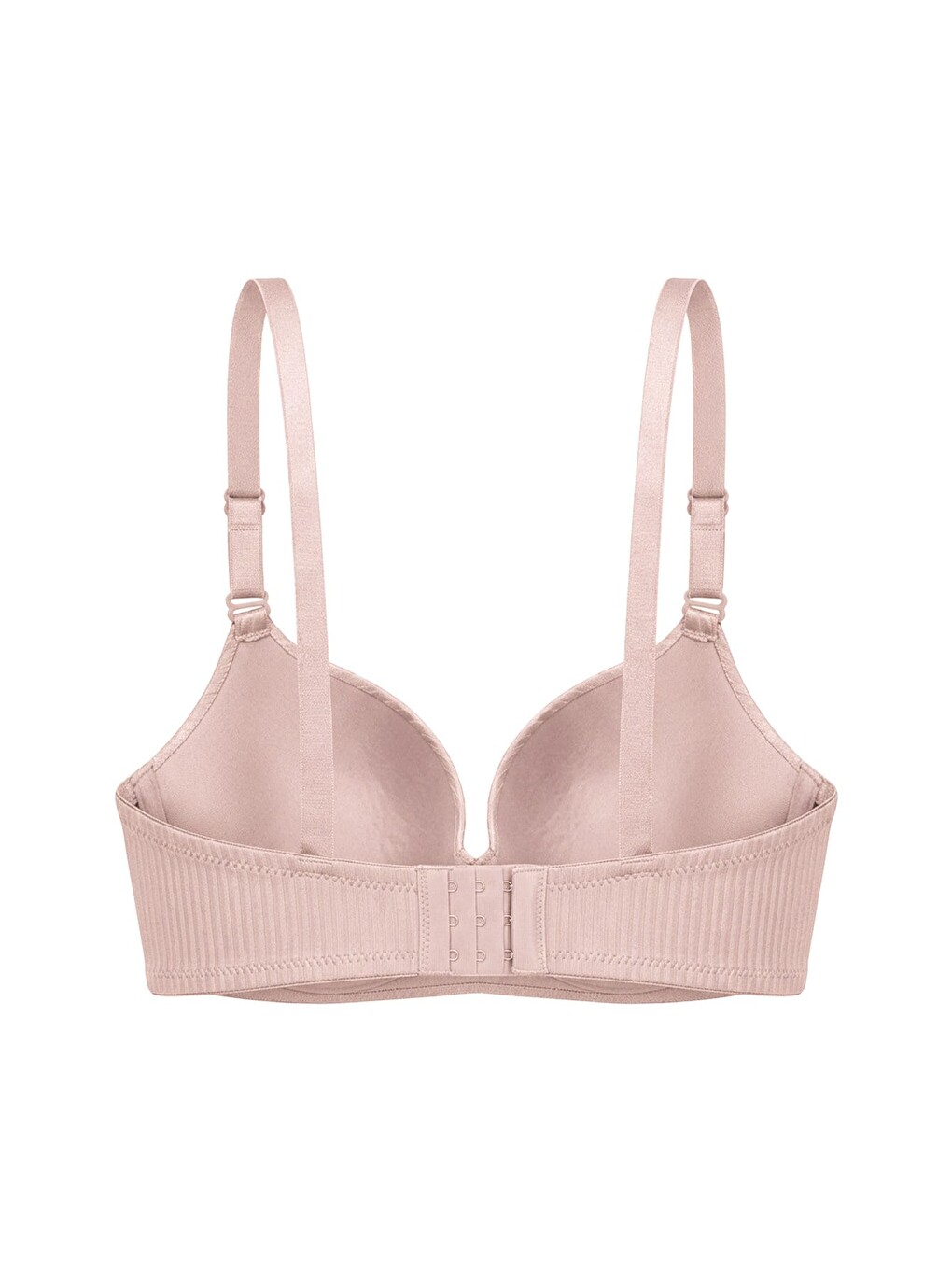 Pembe Seamless Bra - Rivelle | Pudra Mikro Çizgi Desenli Balensiz Günlük Kadın Sütyen-1