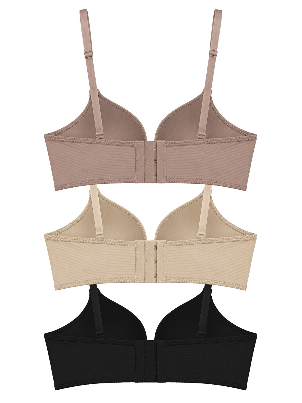 Karışık Seamless Bra - Renoa | Rib Dokulu Balensiz Doğal Form Straplez Kadın Sütyen 3'lü Paket-2-1