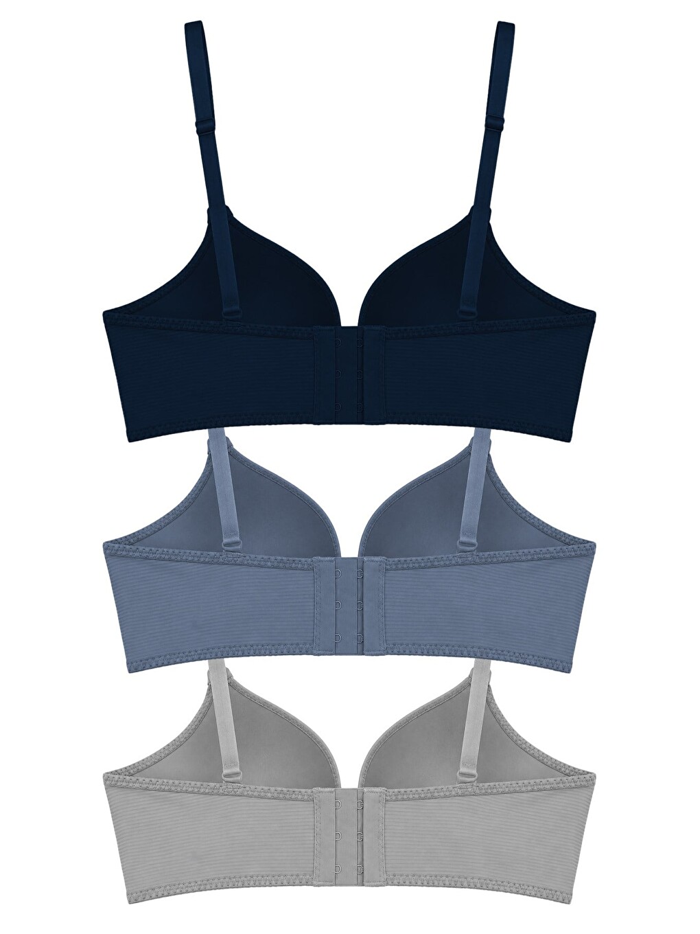 Karışık Seamless Bra - Renoa | Rib Dokulu Balensiz Doğal Form Straplez Kadın Sütyen 3'lü Paket-1