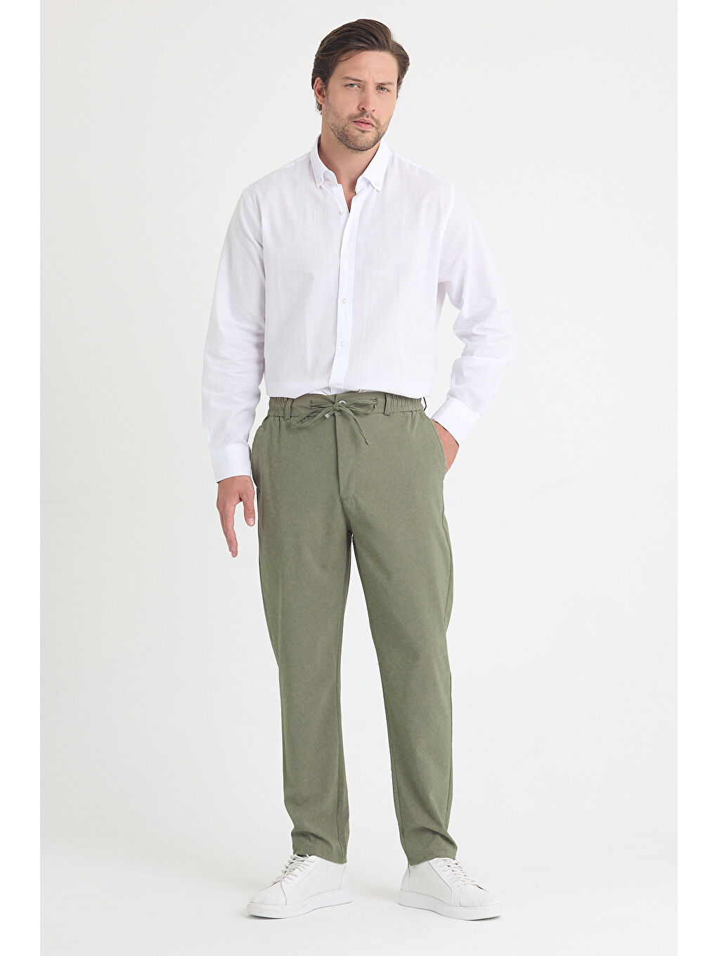 Erkek Haki Jogger Kumaş Pantolon-1