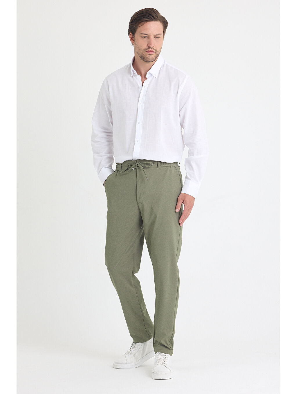 Erkek Haki Jogger Kumaş Pantolon-4