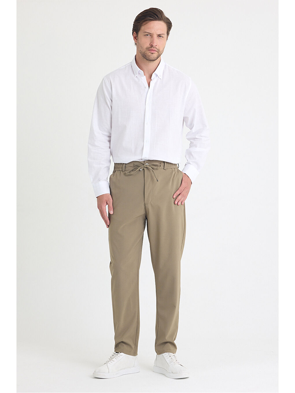 Bej Erkek Vizon Jogger Kumaş Pantolon