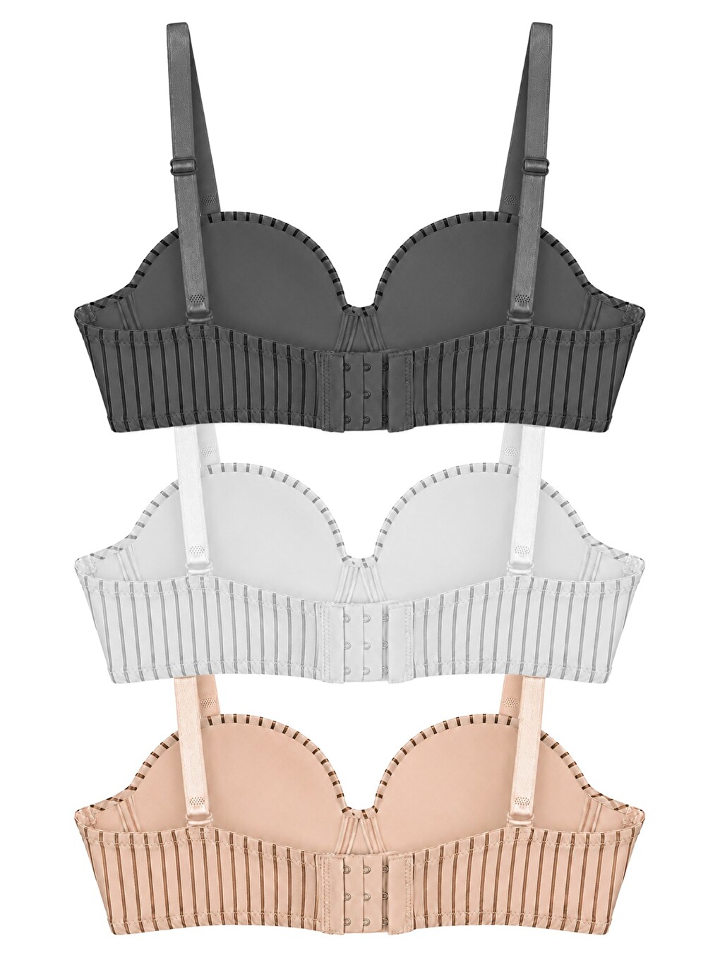Karışık Seamless Bra - Striva | Mikro Çizgi Desenli Balenli Toparlayıcı Kadın Sütyen 3'lü Paket-2-1
