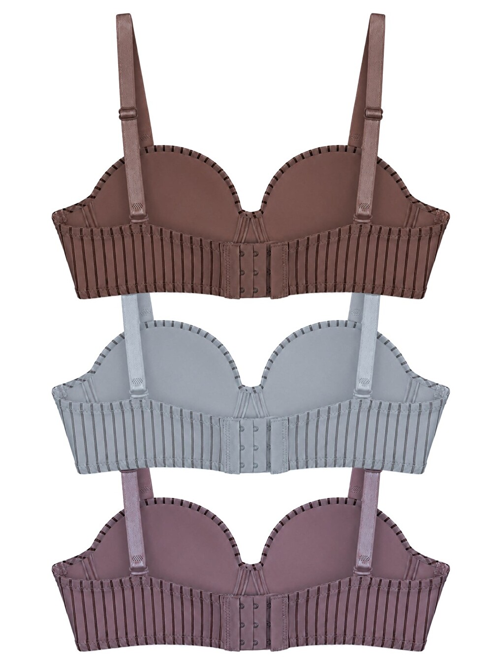 Karışık Seamless Bra - Striva | Mikro Çizgi Desenli Balenli Toparlayıcı Kadın Sütyen 3'lü Paket-1