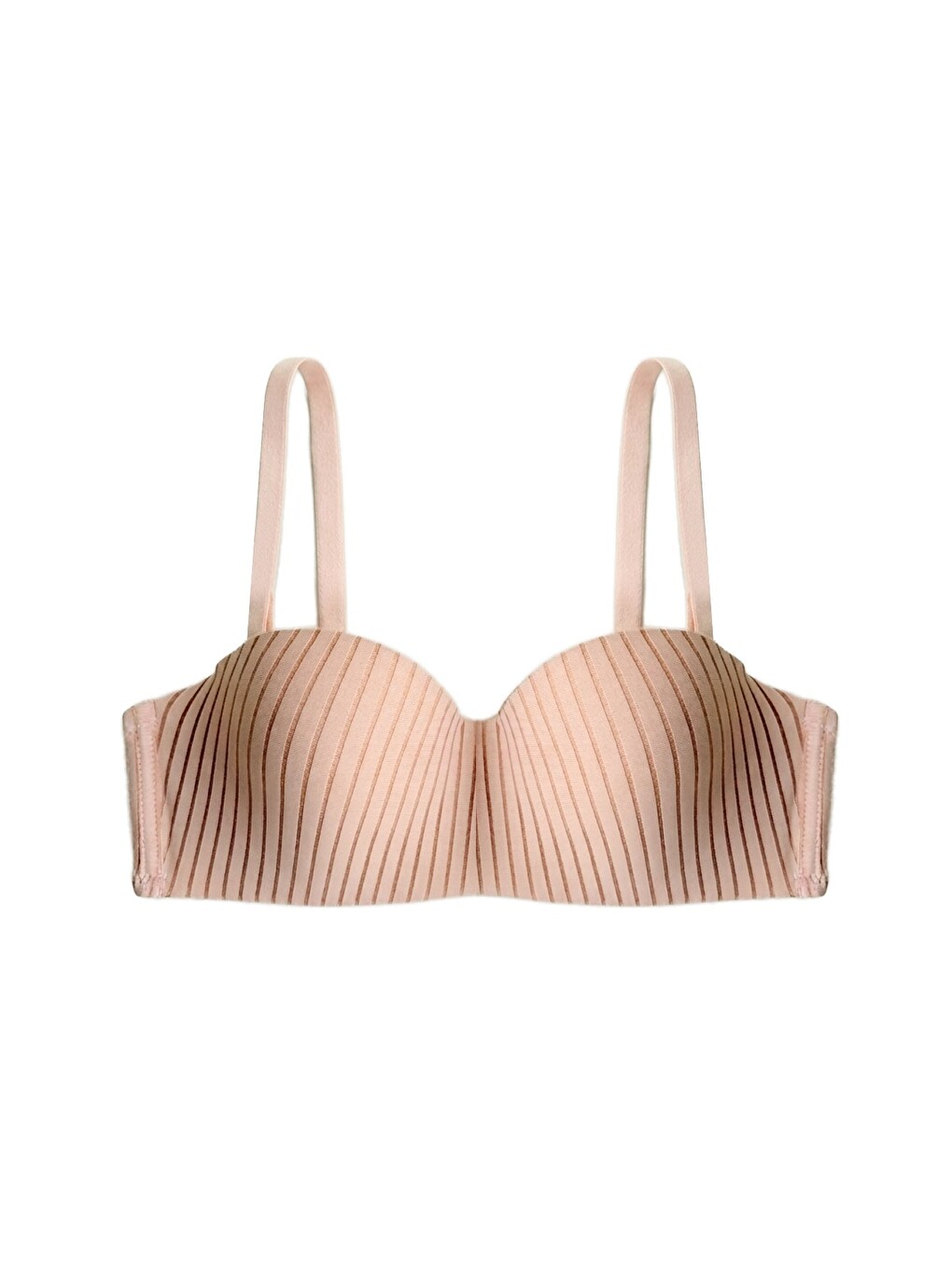 Bej Seamless Bra - Striva | Ten Mikro Çizgi Desenli Balenli Toparlayıcı Kadın Sütyen