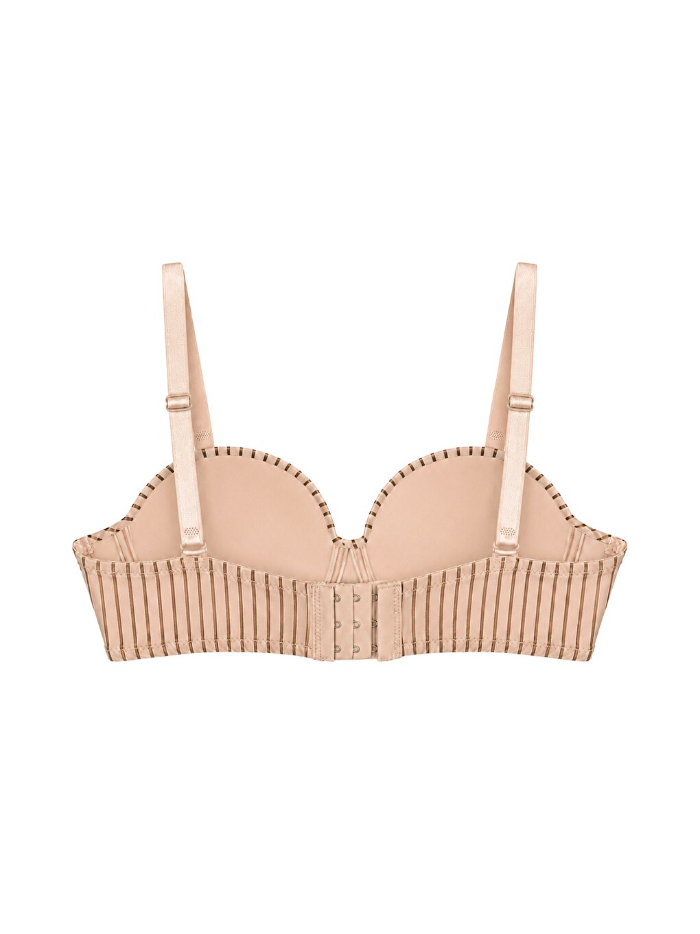Bej Seamless Bra - Striva | Ten Mikro Çizgi Desenli Balenli Toparlayıcı Kadın Sütyen-1